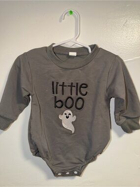 Gray "Little Boo" Baby Bodysuit with Ghost